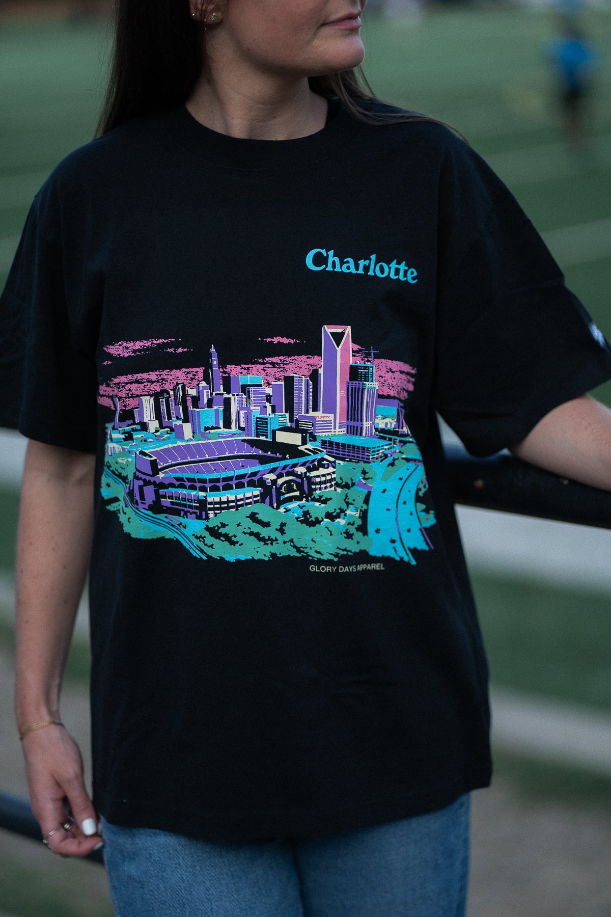 Glory Days Apparel - Black Sunset Skyline Oversized T-Shirt