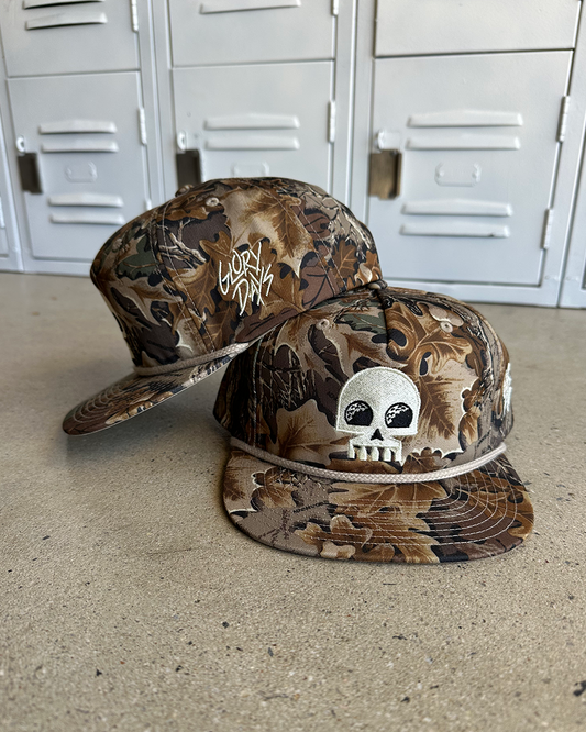 Glory Days Apparel - Golf Skull Real Tree Camo Rope Hat