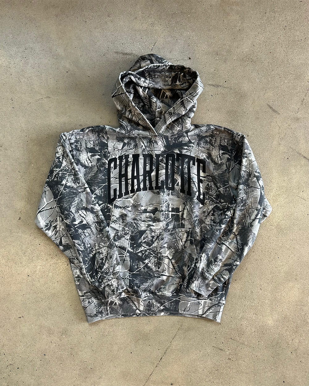 Glory Days Apparel - Charlotte Big Block Faded Grey Camo Hoodie