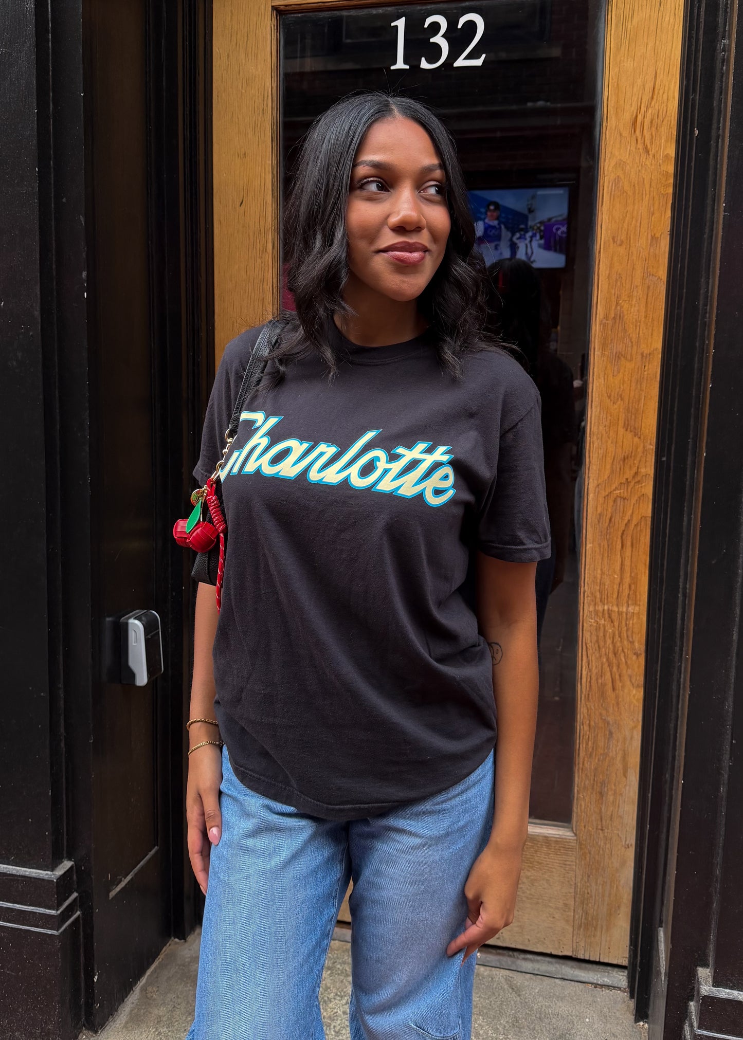 Glory Days Apparel - Charlotte Retro Script Black T-Shirt