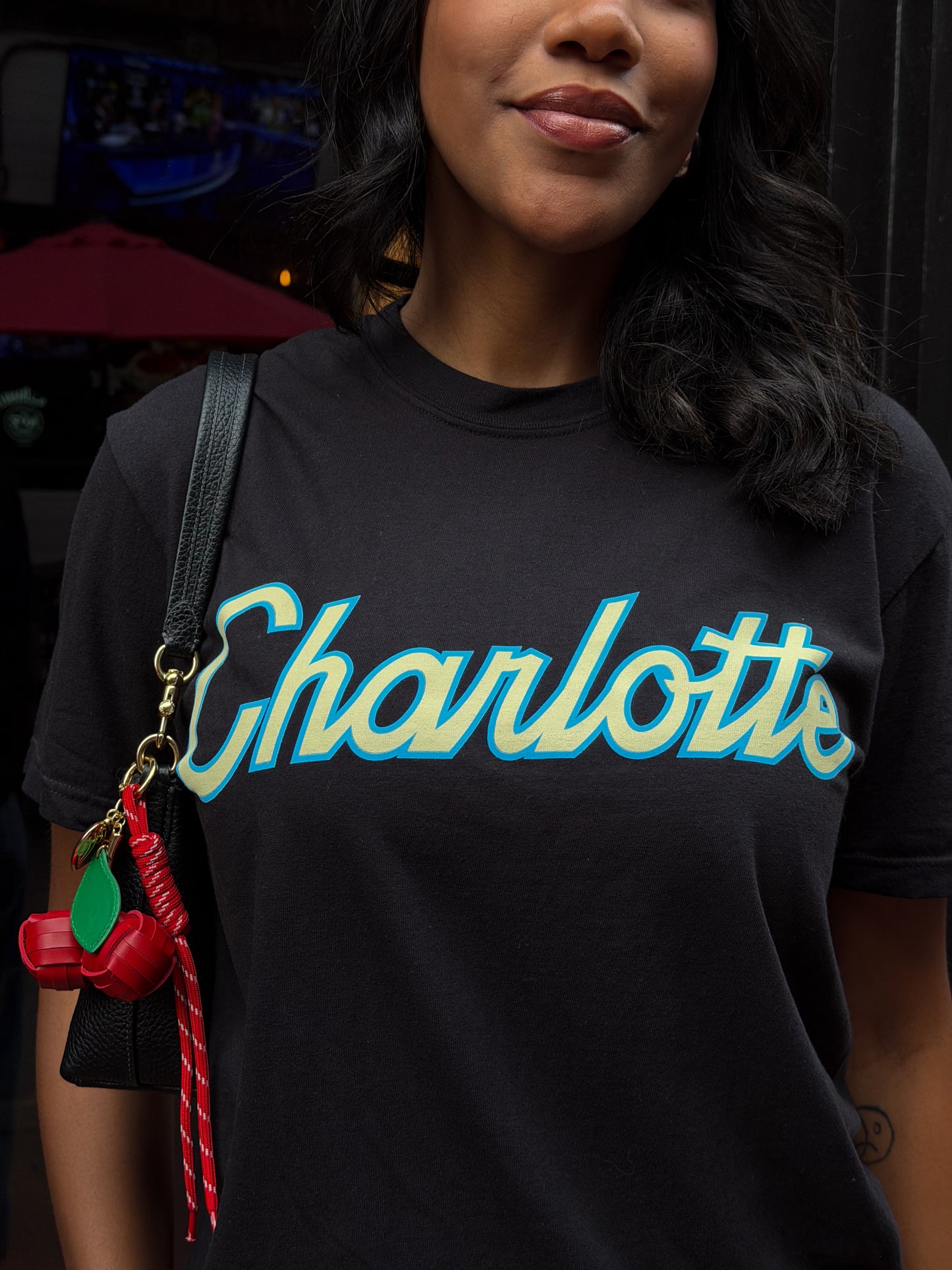 Glory Days Apparel - Charlotte Retro Script Black T-Shirt