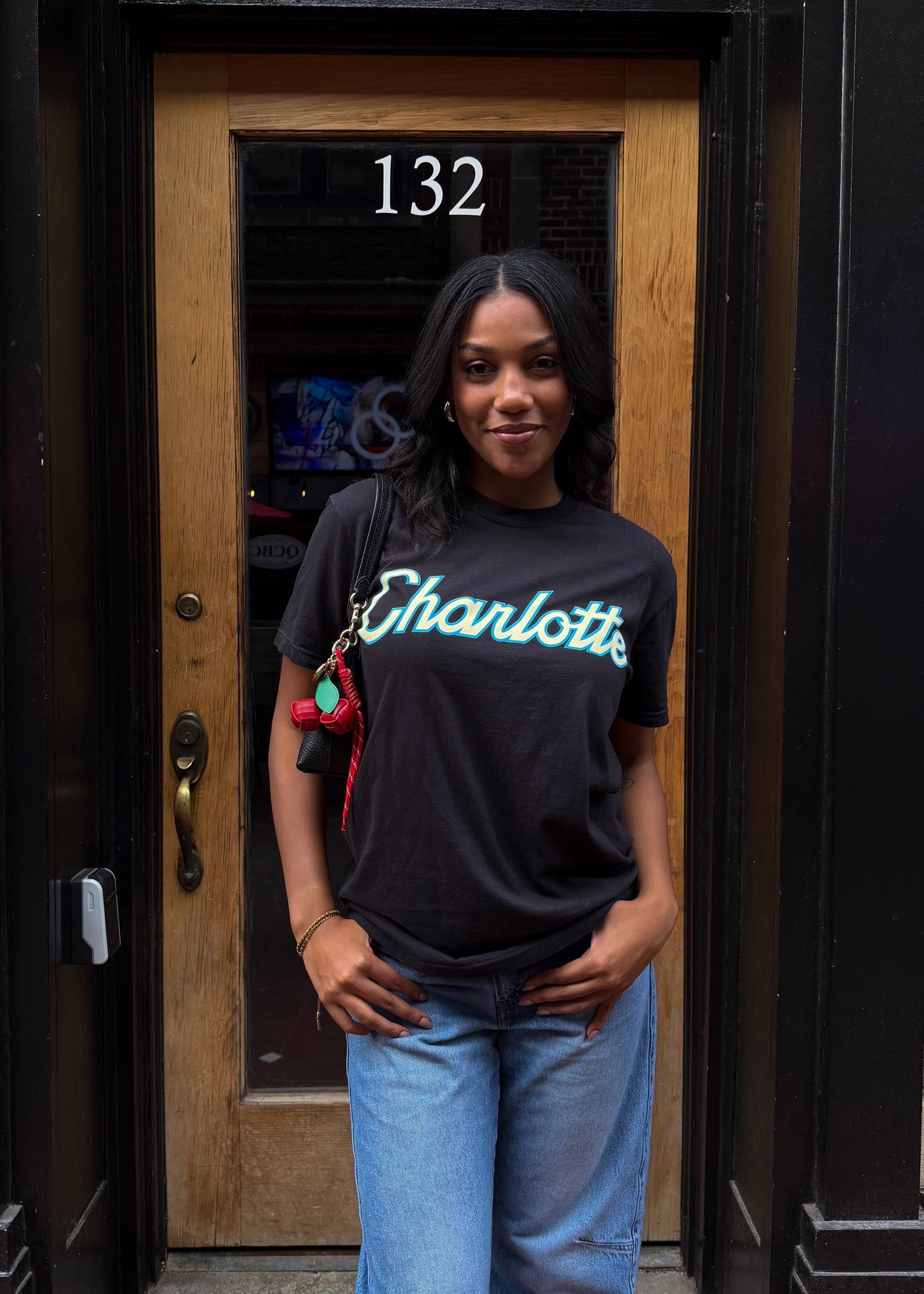 Glory Days Apparel - Charlotte Retro Script Black T-Shirt