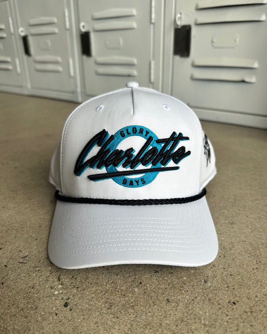 Glory Days Apparel - Charlotte Retro Circle White Rope Hat