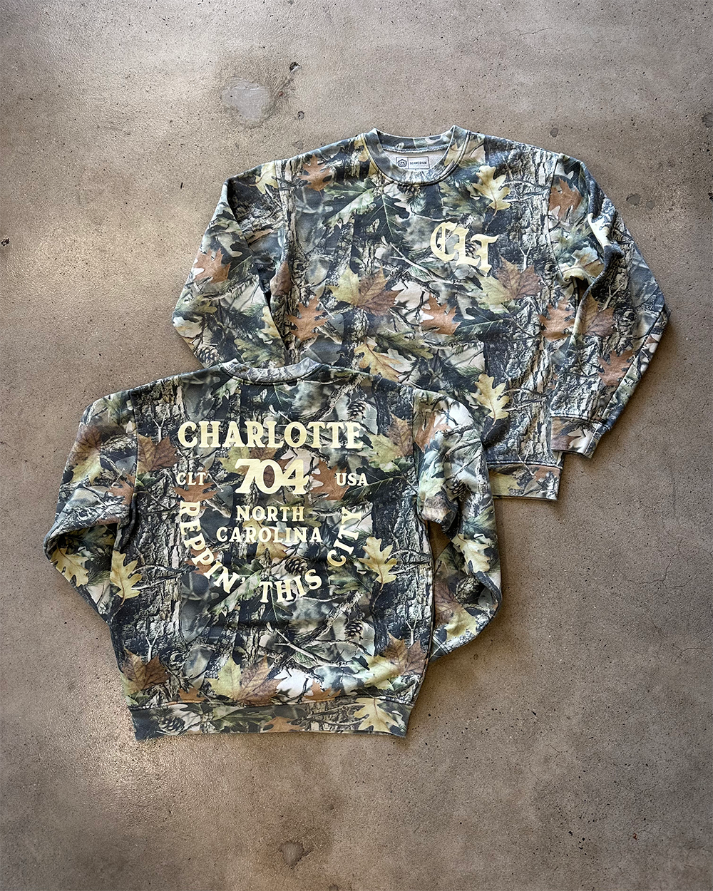 Glory Days Apparel - Reppin' This City Faded Camo Crewneck