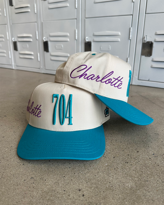 Glory Days Apparel - 704 Wrap Around Charlotte Two Tone Natural/Teal Hat
