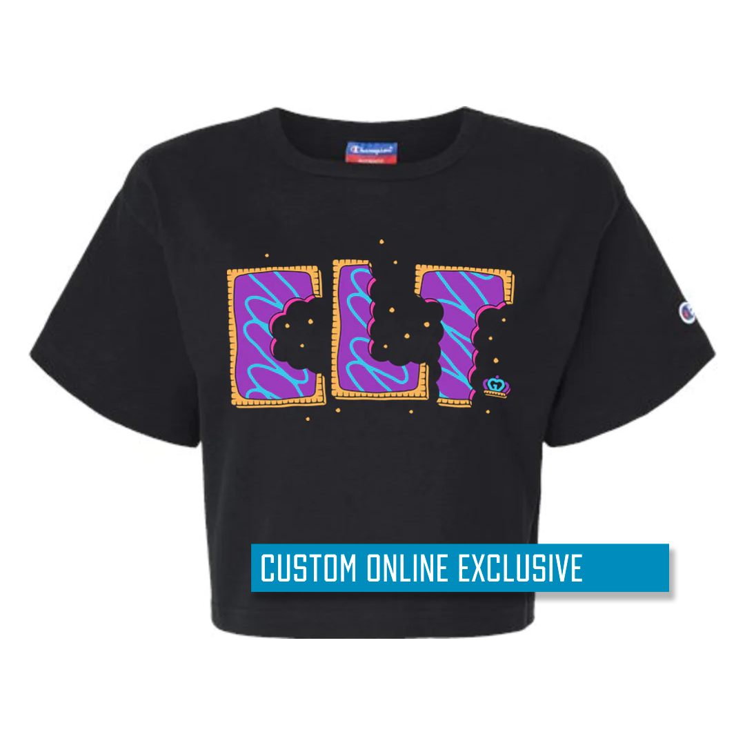 *Custom Online Exclusive* Glory Days Apparel - Wild Berry CLT Black Champion Women's Jersey Crop T-Shirt