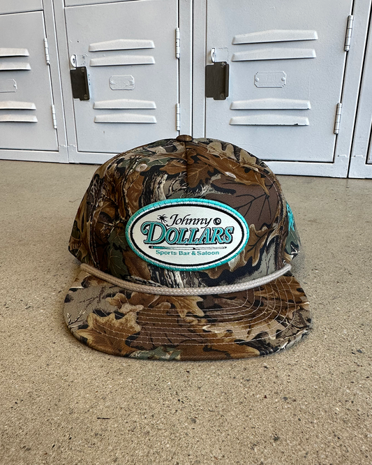Glory Days Apparel - Johnny Dollars Patch Real Tree Camo Rope Hat