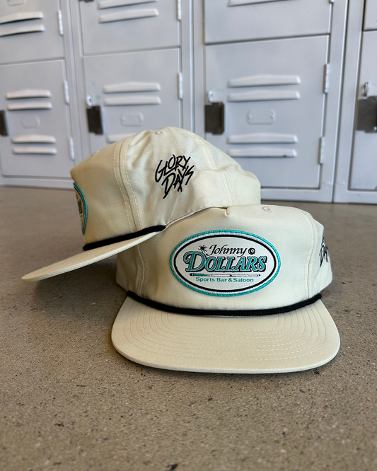 Glory Days Apparel - Johnny Dollars Patch Ivory/Black Rope Hat