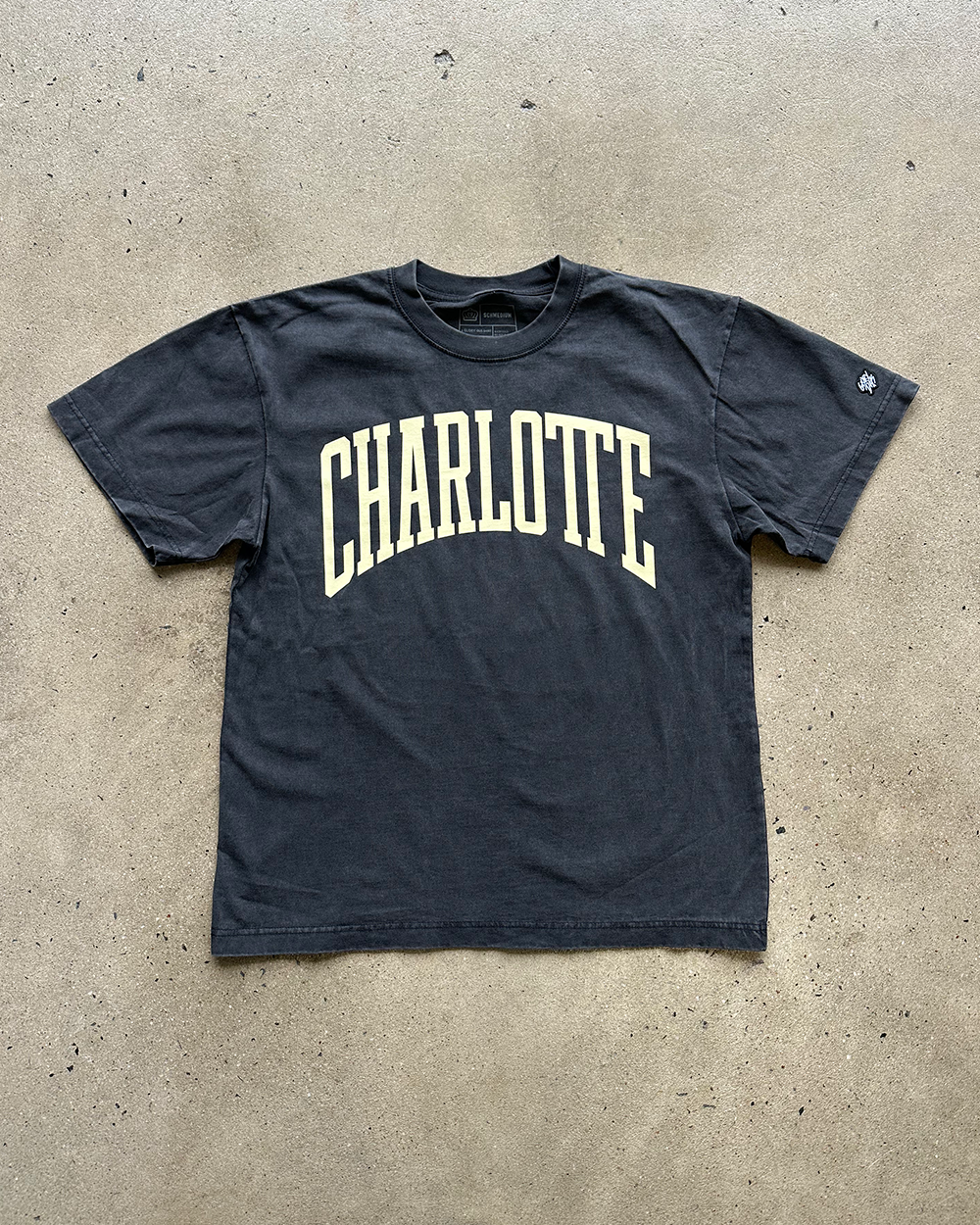 Glory Days Apparel -  Charlotte Big Block Heavy Faded Black T-Shirt