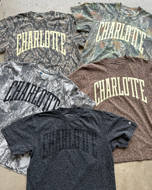 Glory Days Apparel -  Charlotte Big Block Heavy Faded Black T-Shirt