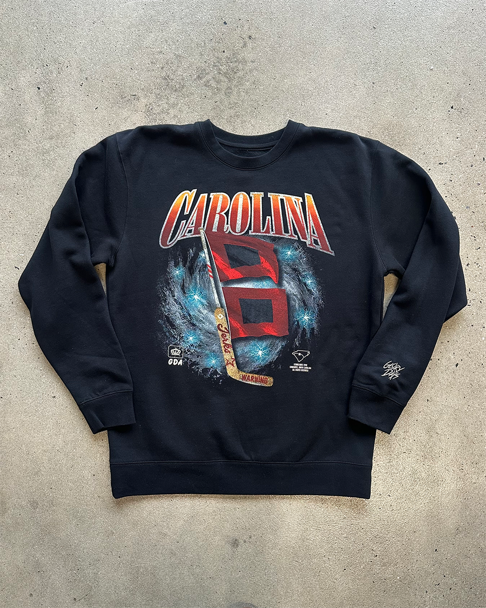 Glory Days Apparel - Thunderstruck Hockey Black Crewneck Sweatshirt