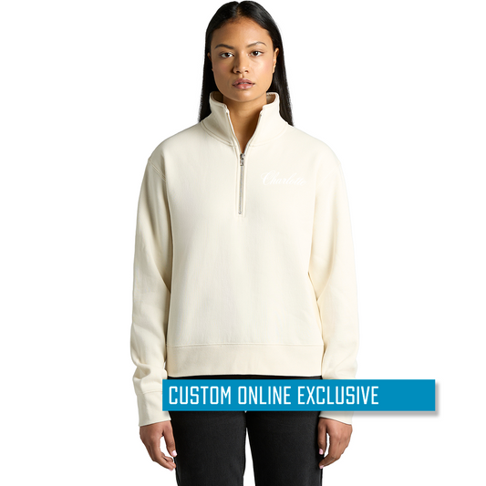 *Custom Online Exclusive* Glory Days Apparel - Women's Embroidered Charlotte Prestige Relax Faded Half Zip Crew