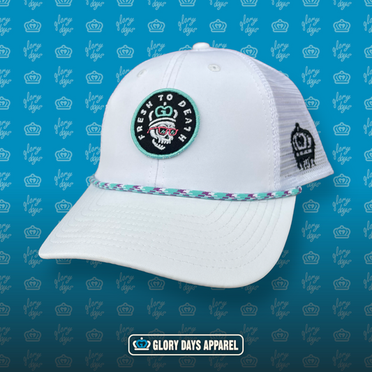 Glory Days Apparel - Mid Profile Fresh Patch Meshback Rope Hat (White)