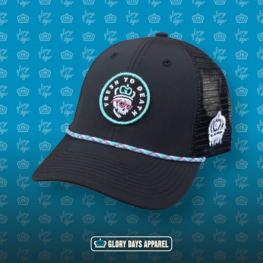 Glory Days Apparel - Mid Profile Fresh Patch Meshback Rope Hat (Black)